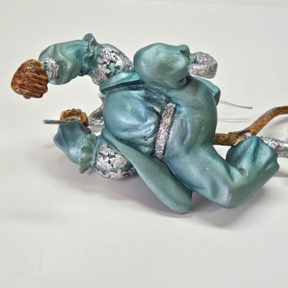 Rare Mark Roberts Monkey Blue & Silver Mascarade Jester Clown Holiday Ornament - Picture 8 of 8
